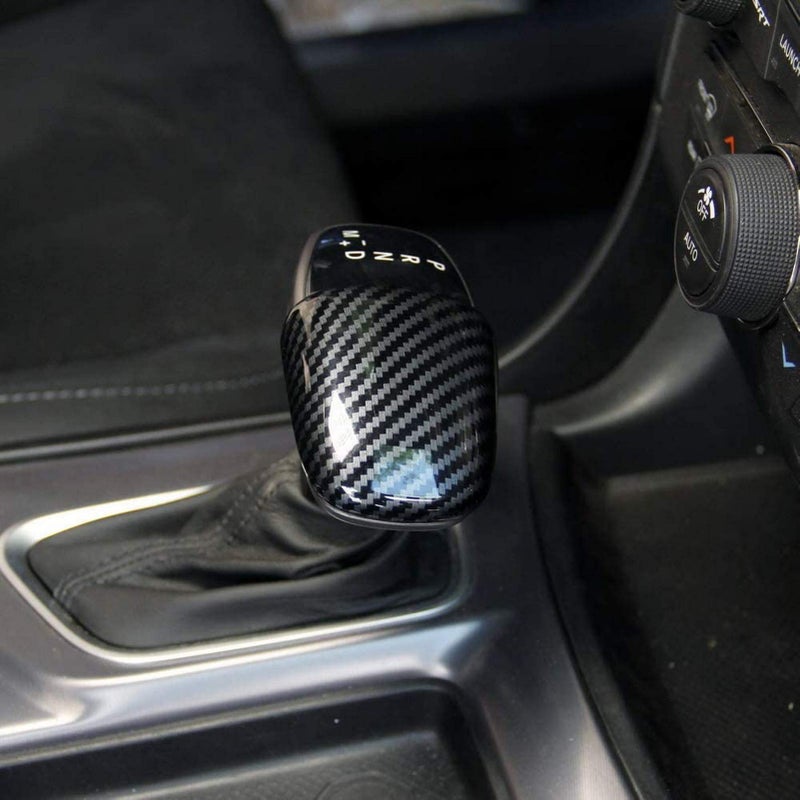crosselec Carbon Fiber Gear Shift Knob Cover Sticker Head Trim for Dodge Charger 2015+ (Black) - Image 1